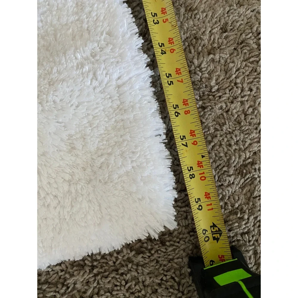 Simply Vera Vera Wang White Shaggy Bath Runner Rug 20x60 Solid Plush Latex Back